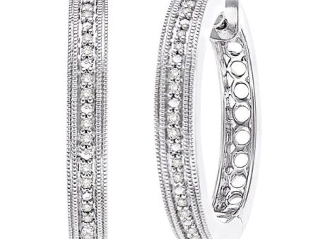 1 10 Ctw Single Cut Diamond Hoop Earrings in Sterling Silver Fashion