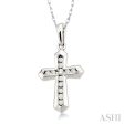 1 10 Ctw Round Cut Diamond Cross Pendant in 10K White Gold with Chain Hot on Sale