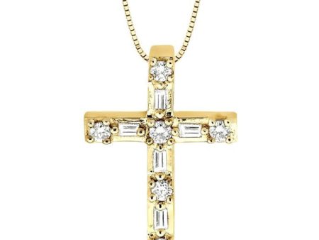 1 4 Ctw Diamond Cross Pendant in 14K Yellow Gold with chain For Cheap