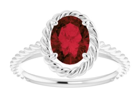 Sterling Silver Natural Mozambique Garnet Rope Ring For Sale