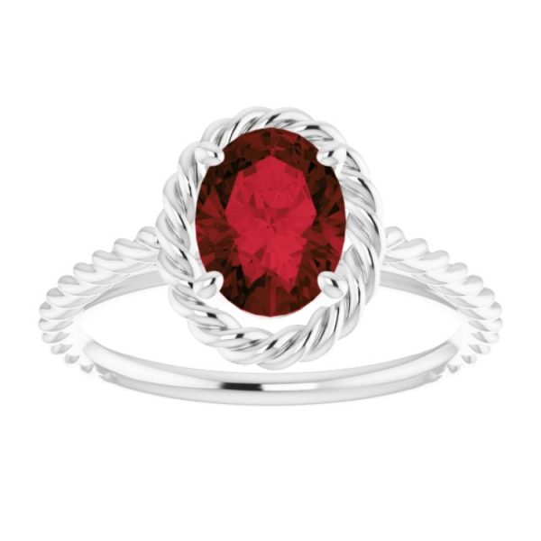 Sterling Silver Natural Mozambique Garnet Rope Ring For Sale