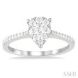 1 3 ctw Pear Shape Round Cut Diamond Fashion Ring in 14K White Gold Online Sale