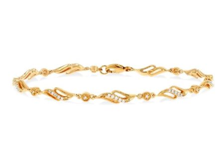 1 4 ctw Art Deco Lattice Kite Round Cut Diamond Fashion Tennis Bracelet in 10K Yellow Gold For Discount