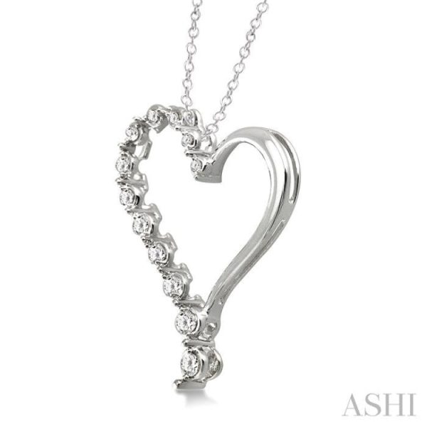 1 10 Ctw Round Cut Diamond Heart Pendant in Sterling Silver with Chain Sale