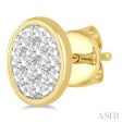 1 3 ctw Oval Shape Lovebright Round Cut Diamond Bezel Stud Earring in 14K Yellow and White Gold Fashion