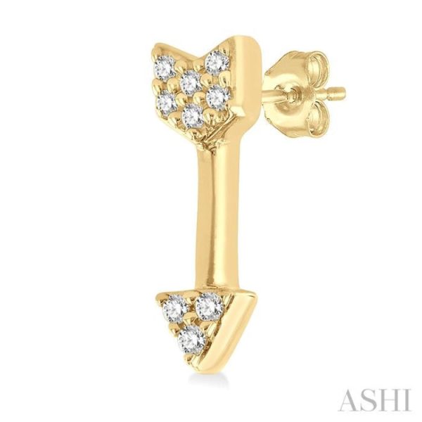 1 20 ctw Petite Arrow Round Cut Diamond Fashion Stud Earring in 10K Yellow Gold Cheap