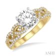 1 3 ctw Lattice Round Cut Diamond Semi-Mount Engagement Ring in 14K Yellow and White Gold For Cheap