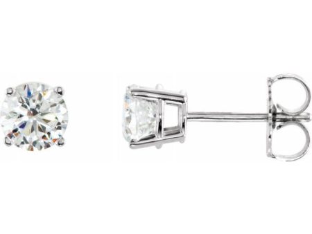 Sterling Silver 5 mm Imitation White Cubic Zirconia Stud Earrings Hot on Sale