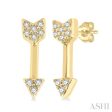 1 20 ctw Petite Arrow Round Cut Diamond Fashion Stud Earring in 10K Yellow Gold Cheap