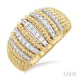 1 3 ctw Dome Shape Rope Bead Round Cut Diamond Fashion Ring in 14K Yellow Gold Online