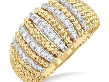 1 3 ctw Dome Shape Rope Bead Round Cut Diamond Fashion Ring in 14K Yellow Gold Online