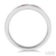 1 2 ctw Round Cut Diamond and 2.9MM Ruby Precious Wedding Band in 14K White Gold Hot on Sale