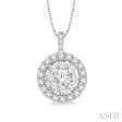 1 2 Ctw Round Cut Diamond Lovebright Pendant in 14K White Gold with Chain Supply