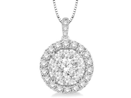 1 2 Ctw Round Cut Diamond Lovebright Pendant in 14K White Gold with Chain Supply