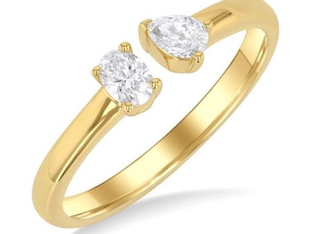 1 3 ctw Toi Et Moi Oval and Pear Cut Diamond Open Fashion Ring in 14K Yellow Gold Online