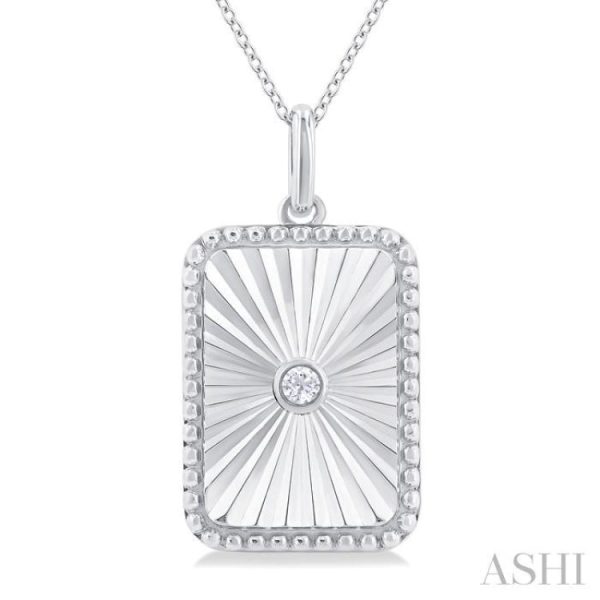 1 20 ctw Rectangle Medallion Round Cut Diamond Pendant With Chain in Sterling Silver Hot on Sale