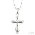 1 10 Ctw Round Cut Diamond Cross Pendant in 10K White Gold with Chain Hot on Sale