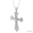 1 20 Ctw Single Cut Diamond Cross Pendant in Sterling Silver with Chain For Cheap