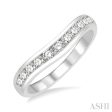 1 2 Ctw Round Cut Diamond Inlay Wedding Band in 14K White Gold For Sale