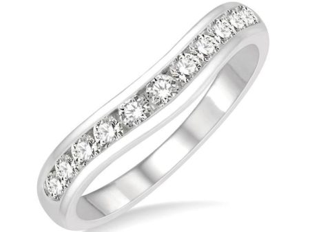 1 2 Ctw Round Cut Diamond Inlay Wedding Band in 14K White Gold For Sale