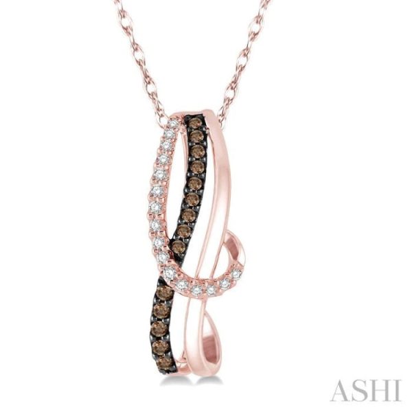 1 4 Ctw Curvy Entwined White & Brown Round Cut Diamond Pendant With Link Chain in 10K Rose Gold Supply