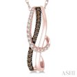 1 4 Ctw Curvy Entwined White & Brown Round Cut Diamond Pendant With Link Chain in 10K Rose Gold Supply