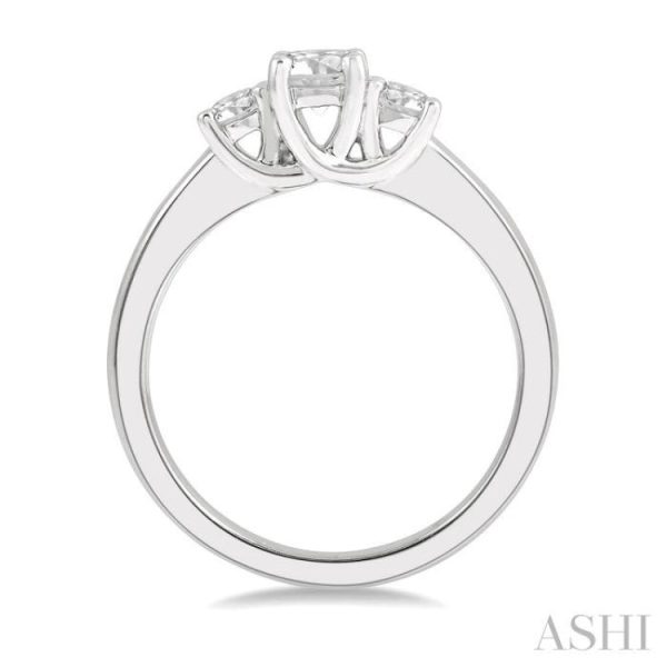 1 2 Ctw Round Cut Diamond Three-Stone Ring in 14K White Gold Online