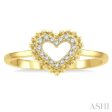 1 10 ctw Petite Heart Round Cut Diamond Stackable Fashion Ring in 10K Yellow Gold Fashion