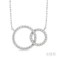 1 10 Ctw Interlocking Twin Circles Round Cut Diamond Necklace in 10K White Gold For Sale