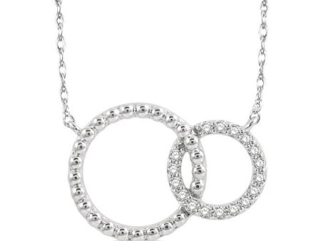 1 10 Ctw Interlocking Twin Circles Round Cut Diamond Necklace in 10K White Gold For Sale