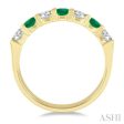 1 2 ctw Round Cut Diamond and 3.3MM Emerald Precious Wedding Band in 14K Yellow Gold Online Hot Sale