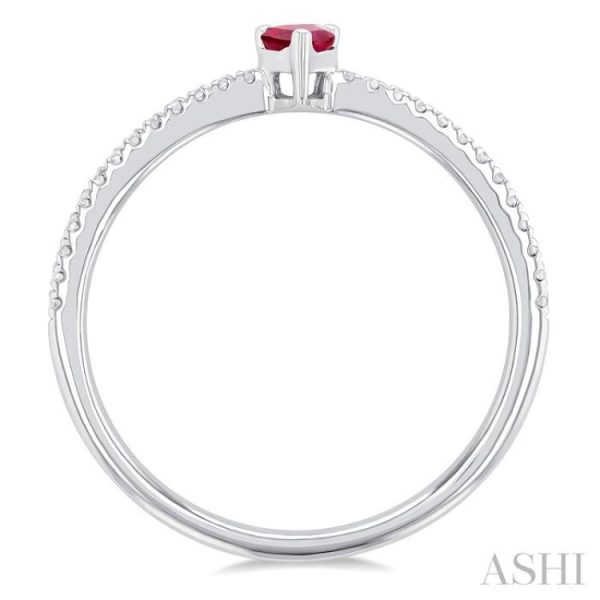 1 10 ctw Petite 5x3 MM Pear Cut Ruby and Round Cut Diamond Precious Fashion Ring in 10K White Gold Hot on Sale