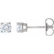 Sterling Silver 4.5 mm Imitation White Cubic Zirconia Stud Earrings For Cheap