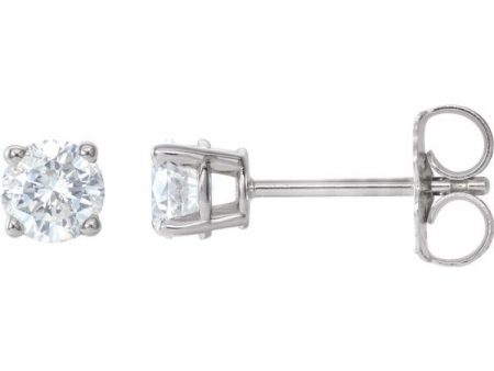 Sterling Silver 4.5 mm Imitation White Cubic Zirconia Stud Earrings For Cheap