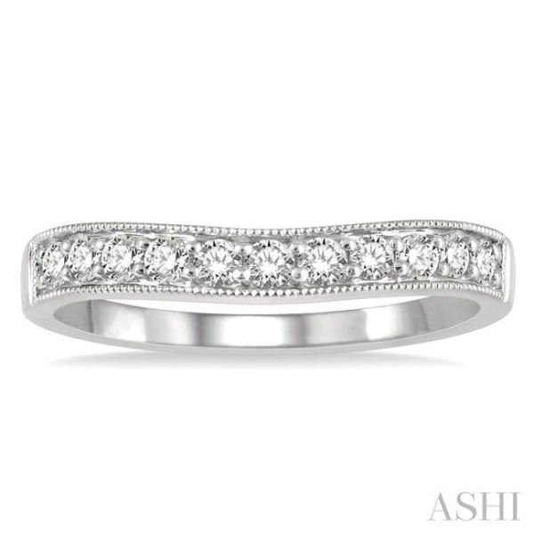 1 3 Ctw Arched Round Cut Diamond Wedding Band in 14K White Gold Cheap