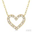 1 4 Ctw Heart Charm Baguette and Round Cut Diamond Necklace in 14K Yellow Gold Discount