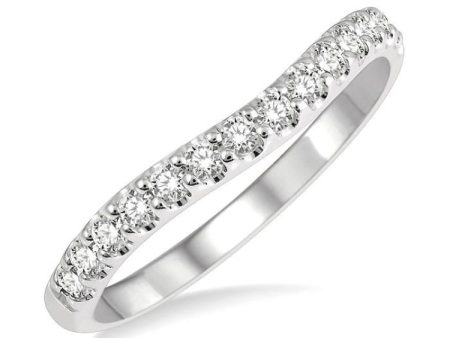 1 3 Ctw Arched Center Round Cut Diamond Wedding Band in 14K White Gold Discount