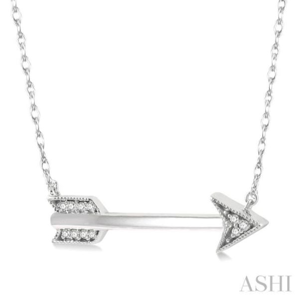 1 20 Ctw Round Cut Diamond Arrow Necklace in 10K White Gold Discount