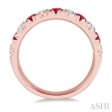 1 2 ctw Round Cut Diamond and 2.9MM Ruby Precious Wedding Band in 14K Rose Gold Hot on Sale