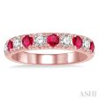 1 2 ctw Round Cut Diamond and 2.9MM Ruby Precious Wedding Band in 14K Rose Gold Hot on Sale