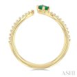 1 10 ctw Petite 4X3 MM Oval Cut Emerald and Round Cut Diamond Precious Fashion Ring in 10K Yellow Gold Discount