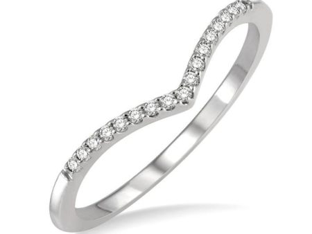 1 10 Ctw Chevron Round Cut Diamond Petite Ring in 10K White Gold Discount