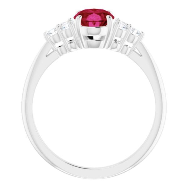 Sterling Silver Lab-Grown Ruby & 1 4 CTW Natural Diamond Ring For Discount