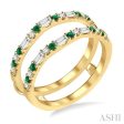 1 3 ctw Baguette and Round Cut Diamond & 1.50MM Emerald Insert Ring in 14K Yellow Gold Online