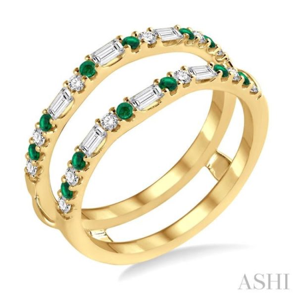 1 3 ctw Baguette and Round Cut Diamond & 1.50MM Emerald Insert Ring in 14K Yellow Gold Online