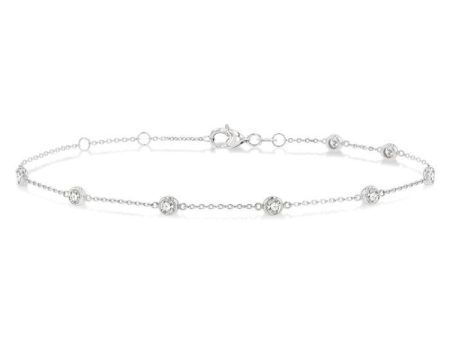 1 2 ctw Circular Mount Round Cut Diamond Station Bracelet in 14K White Gold Supply