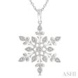 1 20 Ctw Snowflake Lattice Round Cut Diamond Pendant With Chain in Sterling Silver For Discount