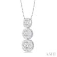 1 3 ctw Lovebright 3 stone Essential Round Cut Diamond Pendant with Chain in 14K White Gold on Sale