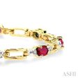 1 10 Ctw Round Cut Diamond & 5x3MM Oval Cut Ruby Precious  Bracelet in 10K Yellow Gold Cheap