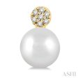 1 20 ctw Petite 5.5 MM Cultured Pearls and Round Cut Diamond Fashion Earring in 10K Yellow Gold on Sale